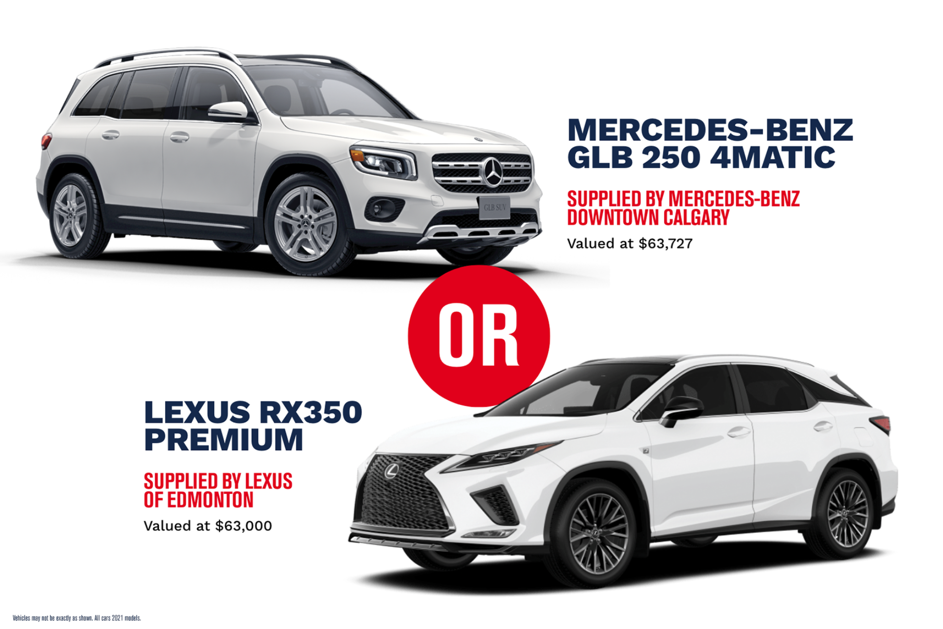STARS Lottery2021 Prizes Luxury Vehicles GLB RX350 2x